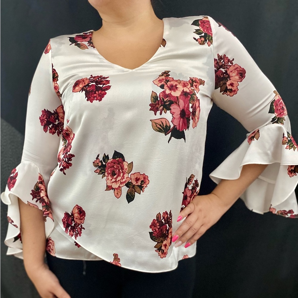 Vince Camuto floral blouse with bell sleeves